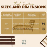 Bme Caden Mid Century 15'' Adjustable Bed Frame - Walnut, No Box Spring Needed, Easy Assembly, Queen Size Bme