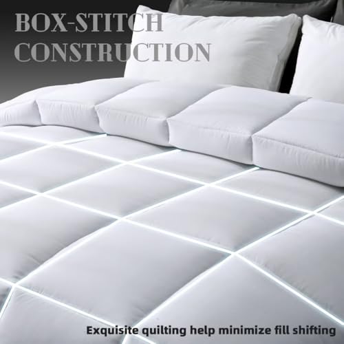 DOWNCOOL Comforters Full Size, Duvet Insert,White All Season Duvet, Lightweight Quilt, Down Alternative Hotel Comforter with Corner Tabs (White, Full 82x86 Inches) DOWNCOOL