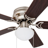 Prominence Home Alvina Traditional 42 Inch Ceiling Fan with Light, LED Flush Mount Ceiling Fan, Indoor Fan with 5 Blades, Walnut Brown and Maple Brown Blade Finish Options, Satin Nickel (80029-01) Prominence Home