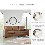 Signature Design by Ashley Bolsena Contemporary 2-in-1 Leather Match Sofa Sleeper with Folding Gel Memory Foam Mattress, Queen, Dark Brown Signature Design by Ashley