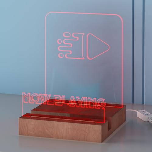 hopeme Light Up Now Playing Vinyl Stand, RGB LED Record Display Holder, Solid Wood Base with Customizable Lighting, Now Playing Vinyl Album Storage for Music Lovers hopeme