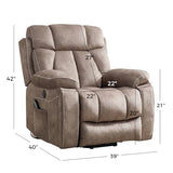 CANMOV Large Power Lift Recliner Chairs with Massage and Heat for Elderly Big People, Heavy Duty Motion Reclining Mechanism-Anti Skid Fabric Recliner Chair with 2 Concealed Cup Holders,Light Brown