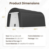 Kiss the Water Domed Carport with 4 Cloth Bags, Portable Garage with 2 Roll-up Doors, Heavy Duty Car Canopy Party Tent, All-Season Storage Shelter Shed for Cars, Truck, or Garden Tools, 10' x 20' Kiss the Water