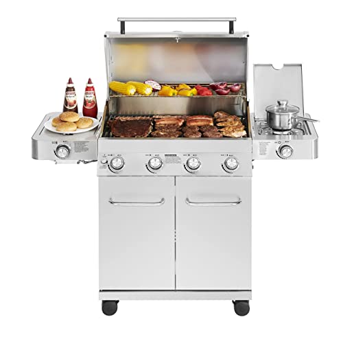 Monument Grills Larger 4-Burner Propane Gas Grills Stainless Steel with BBQ Cover(2 Items) Monument Grills