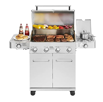 Monument Grills Larger 4-Burner Propane Gas Grills Stainless Steel with BBQ Cover(2 Items)