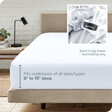 Bare Home Fitted Bottom Sheet King Size - Premium 1800 Microfiber - Ultra-Soft Hotel Luxury - Deep Pocket - Durable and Long Lasting (King, White) Bare Home