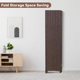 6 Panel Folding Portable Partition Screen ，71”high， Room Divider Wood Screen with Bamboo Mesh Woven Design Room Dividers Privacy Screens Dividers for Home Office Restaurant Bedroom, Brown RROCOSIA