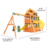 KidKraft Atlas Point Wooden Outdoor Swing Set/Playset with Kitchen, Slides and Glider KidKraft