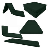 D&D Futon Furniture Trifold Foam Beds, Floor Tri-Fold Bed, Foldable Shikibuton Mattress Cushion Topper Mat for Space Saving Sleepover 3x27x75 in, Hunter Green D&D Futon Furniture