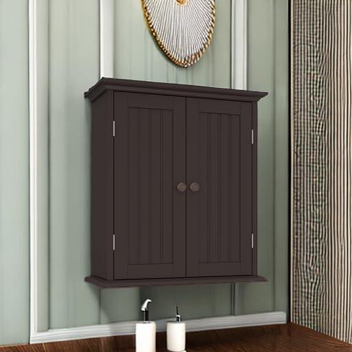 ChooChoo Bathroom Wall Cabinet, Over The Toilet Space Saver Storage Cabinet, Medicine Cabinet with 2 Door and Adjustable Shelves, Cupboard ChooChoo