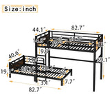 Twin XL Over Twin XL Bunk Bed with Headboard and Full Length Guardrail, Separable Bunk Bed, Heavy Duty Bunk Beds Can Turns Into Loft Bed and Platform Bed, Black Bellemave