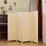 Loomveil 4 Panel Short Room Divider Folding Screen,47 inch Bamboo Panel Divider for Home Partition,Beige Loomveil