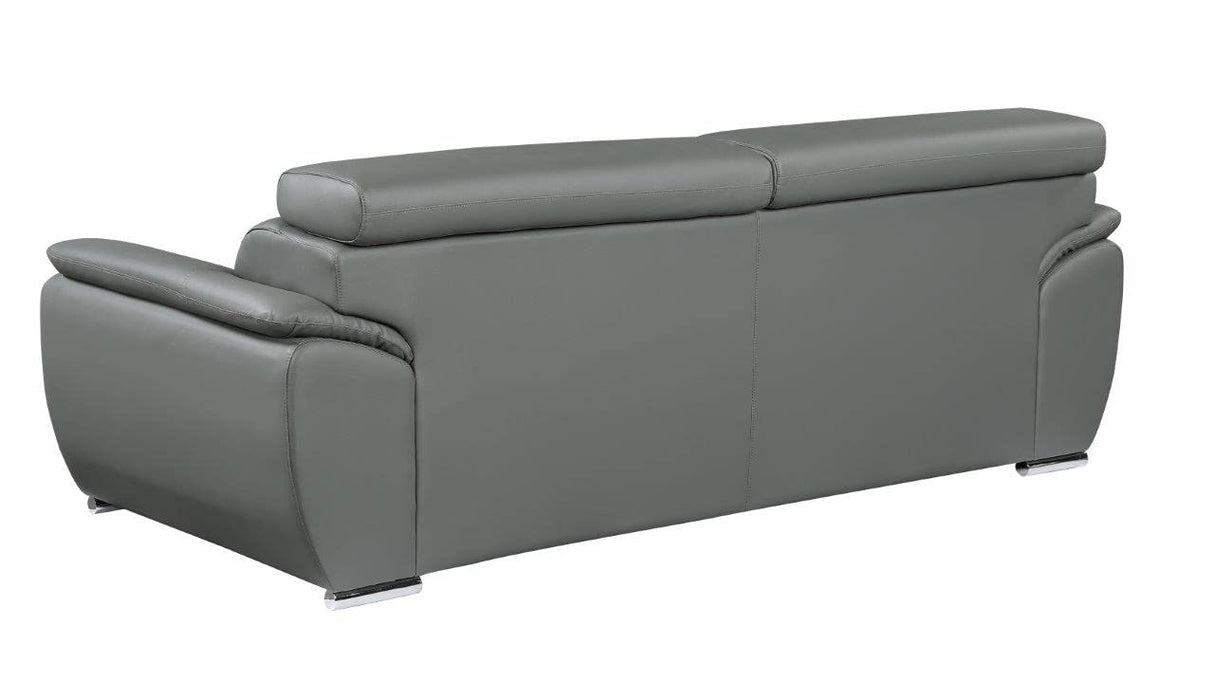 Blackjack Furniture 4571 Veal Collection Leather Couch for Living Room, Elegant Modern Design with Adjustable Headrests and Durable Wood Frame, Sofa, 86", Gray Blackjack Furniture