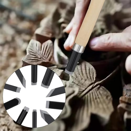 OriGlam 10pcs Professional Wood Carving Chisel Set, Carbon Steel Wood Carving Tools, Woodworking Chisels Wood Chisel Kits, Power Grip Carving Tools Great for Carving Woodworking Beginners & Kids OriGlam