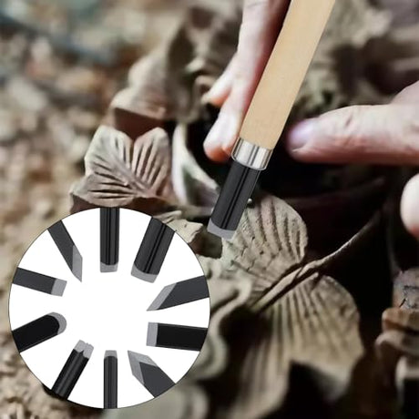 OriGlam 10pcs Professional Wood Carving Chisel Set, Carbon Steel Wood Carving Tools, Woodworking Chisels Wood Chisel Kits, Power Grip Carving Tools Great for Carving Woodworking Beginners & Kids OriGlam
