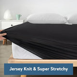 Twin Fitted Sheet Only, Super Soft & Cozy Twin Size Bed Sheets for Boys Kids with Deep Pocket to 14 Inch, Cooling Jersey Mattress Bottom Sheets,Shrinkage & Stain Resistant, Wrinkle Free, Black Magik & Kover