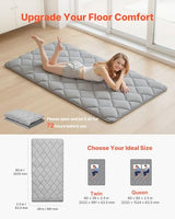 VEVOR 9-Layer Japanese Futon Mattress, 2.5" Thick Twin Tatami Mat, Foldable Roll Up Mattress for Sleeping with Storage Bag, Portable Floor Mattress for Camping Dormitory Yoga, Gray VEVOR