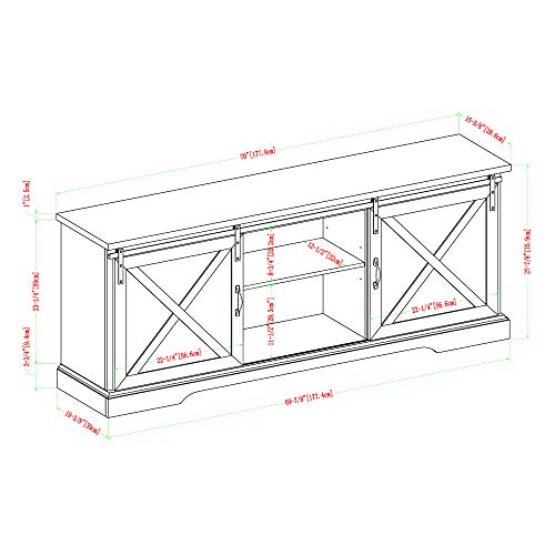 Walker Edison Corbin Modern Farmhouse Sliding X Barn Door TV Stand for TVs up to 80 Inches, 70 Inch, Reclaimed Barnwood and Brushed White - WoodArtSupply