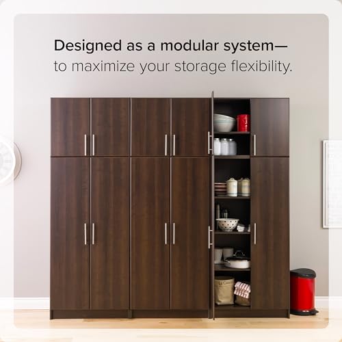 Prepac Elite 32" Storage Cabinet Closet, Brown Storage Cabinet, Linen Cabinet, Wardrobe Cabinet with Hanging Rail and Shelves 20" D x 32" W x 35" H, EEW-3264 Prepac