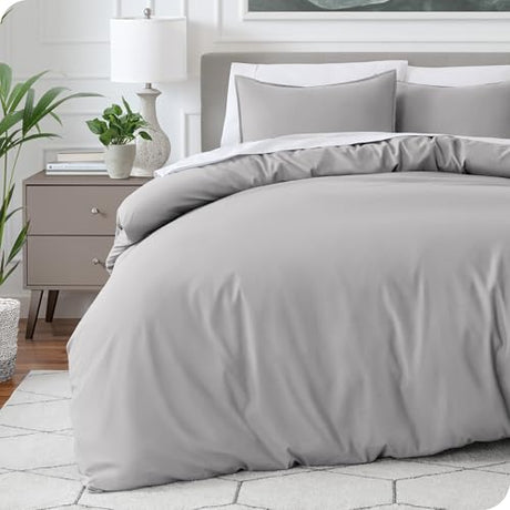 Bare Home Bedding Duvet Cover King Size - Premium 1800 Super Soft Collection - Lightweight, Cooling - Soft Breathable Bedding Duvet Cover (King, Light Grey) Bare Home