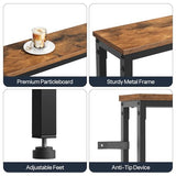 HOOBRO 39.4 Inch Narrow Console Table with Power Outlets, 5.9 Inch Sofa Table with Storage, Skinny Behind Couch Table, for Entryway Hallway, Small Spaces, Rustic Brown and Black BF52UXG01G1 HOOBRO