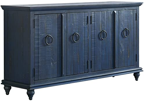 Martin Svensson Home Garden District Rustic Blue Solid Wood 65" TV Stand - WoodArtSupply