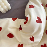 Nayoroom Heart Duvet Cover Twin Size Cute Red Love Heart Printed on White Bedding Set 2Pcs Kids Girls Kawaii Heart-Shaped Pattern Comforter Cover with Zipper Closure Soft Breathable Microfiber Nayoroom