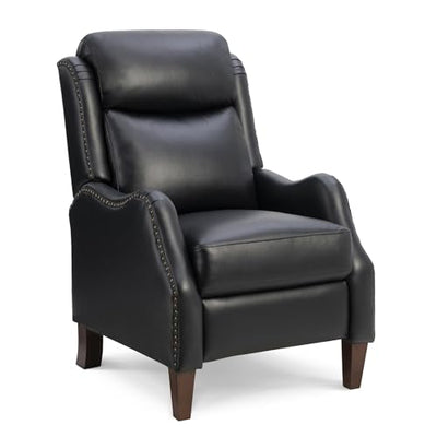 KISLOT Leather Pushback Recliner Faux Armchair with Rivet Decoration Single Sofa Accent Chair for Living Room Bedroom