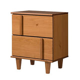 Walker Edison Sprague Contemporary Detailed Drawer Solid Wood Nightstand, 20 Inch, Caramel Walker Edison
