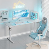 Shintenchi Standing Desk, 63x24 Inch Height Adjustable Electric Sit Stand up Desk, Ergonomic Rising Computer Table, Modern Lift Gaming Desk Workstation for Home Office, White Shintenchi