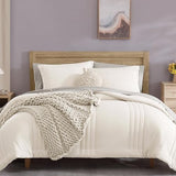 Monbix Queen Comforter Set - 7 Pieces Snow White Bed in a Bag Queen Bedding Sets with Comforters, All Seasons Comforter Bed Set with Sheets, Pillowcases & Shams Monbix