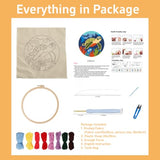 DIY Punch Needle Kits Mandala Flower Easy for Beginners Punch Needle Embroidery Set with Hoop Stamped Pattern for Craft Lovers and Home Decor-14
