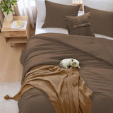 WRENSONGE King Size Comforter Set- 7 Pieces Soft Chocolate Brown Bed in a Bag King with Fitted Sheet, Flat Sheet, 2 Pillow Shams, and 2 Pillowcases-Warm King Bedding Set for All Season WRENSONGE