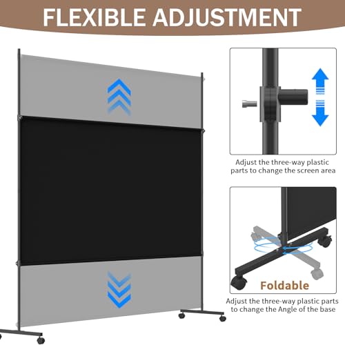 VAMFUTRE Single Panel Room Divider/Privacy Screen with Caster Wheels and Brakes - Stylish and Versatile Partition for Home,Office,School and Restauran (Black, 6FT*6FT) VAMFUTRE