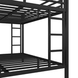 YOPTO Queen Over King Metal Bunk Bed with 2 Side Ladders & Full-Length Guardrail,Reinforced Frame Bunkbeds W/ 24 Metal Slats Supports & Thicker Legs,Space-Saving,Noise Free,for Teens,Dormitory,Black YOPTO