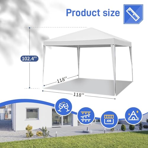 10x10 FT Party Tent, Outdoor Wedding Tents for Parties, Canopy Event Tent with 4 Removable Sidewalls, Waterproof Gazebo Shelter for Birthday Parties, Weddings, BBQs & Events (10X10FT-4Sides White) YYANDC