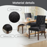 KIUMU Upholstered Tufted Chenille Dining Chairs with Arms & Nailhead Trim – Solid Wood Frame & Legs, Modern Farmhouse for Dining, Kitchen & Living Room (Set of 1, Black) KIUMU