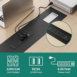DWVO 6FT Conference Table, 70.8" Boat Shaped Meeting Table with Power Outlets & Rectangle Grommet, Modern Seminar Table for Office Conference Room, Boardroom Desk DWVO
