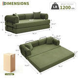 IDEALHOUSE 4 in 1 Convertible Sleeper Sofa Bed Couch, 79 Inch Boneless Corduroy Floor Couch with Pillows, No Assembly, Modern Deep Seat Sofa Futon Mattress for Living Room,Apartment,Green IDEALHOUSE
