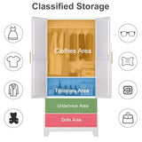 Anewome 71" Metal Armoire Wardrobe Closet with 2 Drawers, Freestanding 2-Door Tall Clothing Storage with Adjustable Shelves and Hanging Rod for Bedroom Dorm, White Anewome