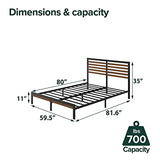 Zinus Kai Bamboo & Metal Platform Bed Frame with Headboard – Queen, No Box Spring Needed, Easy Assembly, Brown Zinus