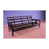 HomeStock Asian Allure Fusion Futon Wood Frame Classic Style with Mission Style Arms with Solid Pattern with Foldable Feature for Lounge Room with Tight Back Espresso/Full Frame Without Drawers HomeStock