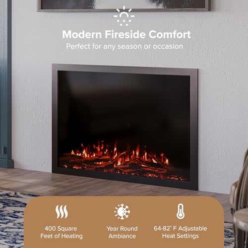 Modern Ember Highmark Traditional 44 Inch Built-in Smart Electric Fireplace Insert | Alexa/WiFi Enabled - Remote Included | Electric Firebox Heater with Multi-Color Flames | 1500W Modern Ember