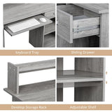 Karl home Computer Desk Study Writing Desk, Wooden Home Office Workstation PC Laptop Table with Drawer Shelf Keyboard Tray, Grey Karl home