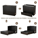 Swyanste Full Size Murphy Bed Cabinet: Black Horizontal Murphy Beds with Storage, Hidden Cabinet Bed Full for Small Spaces, 2 in 1 Murphy's Beds with Charging Station(Black) Swyanste