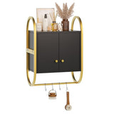 Bestier Floating Shelves for Wall, Bathroom Wall Cabinet with 2 Door and Towel Rack, Wall Shelves for Kitchen, Bedroom, Living Room, Bathroom, Office, Classic Black Bestier