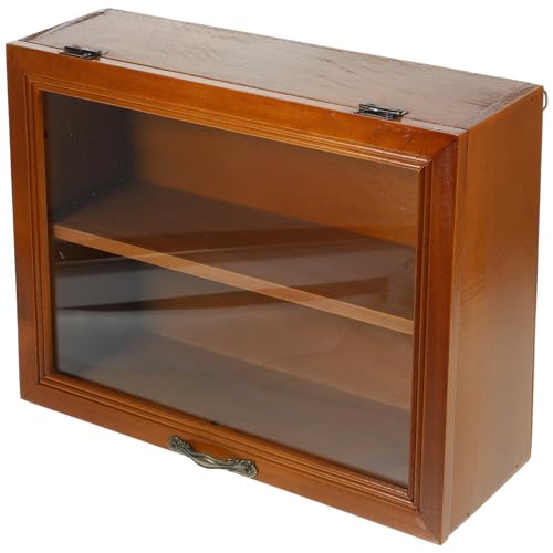 Shadow Box Small Curio Cabinet: Wooden Display Shelves Deep Memory Box Display Case Cabinet Display Shelf for Collectibles Keepsake Coins Medals Pins