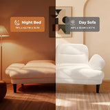 79” Futon Sofa Bed, Sleeper Sofa, Convertible Sofa Bed with Adjustable Backrest and Armrests, Faux Sherpa Cloud Loveseat, Convertible Recliner Sleeper Sofa for Living Room, Bedroom, Apartment, Beige Jocoevol