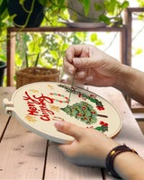 TINDTOP Christmas Embroidery Kit for Adult, 5 Pack Embroidery DIY Starter Kit, with Stamped Patterns, Hoop, Tools, Colorful Threads with Needles, Instructions