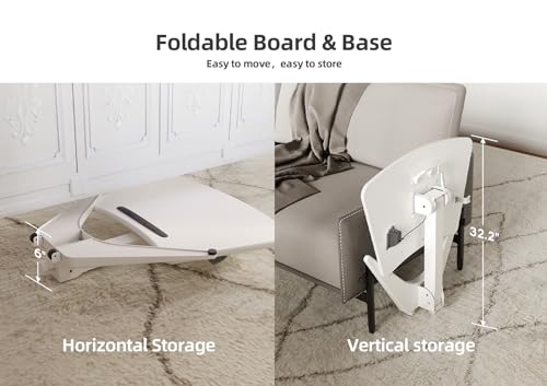 Claiks Mobile Standing Desk, Portable Rolling Workstation With Wheels, Pneumatic Height Adjustable Sit-Stand With 90 Tiltable, Foldable Non-Slip Computer Stand, White Claiks